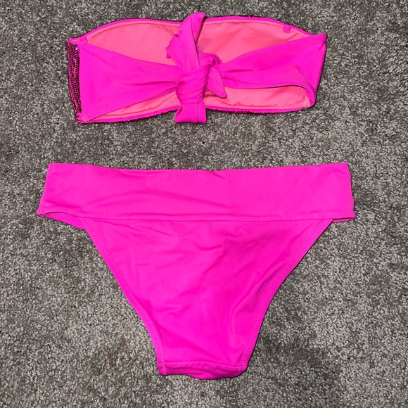 Strapless sparkly hot pink PINK bikini - Picture 2 of 2